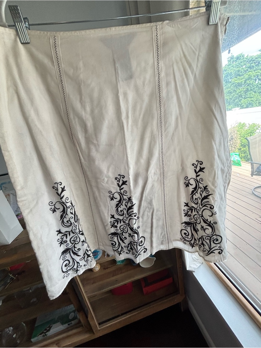 George Cream Skirt with Black Embroidery